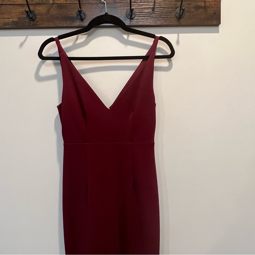 Lulus Melora Wine Red V Neck Mermaid Maxi Dress XS - Picture 14 of 16